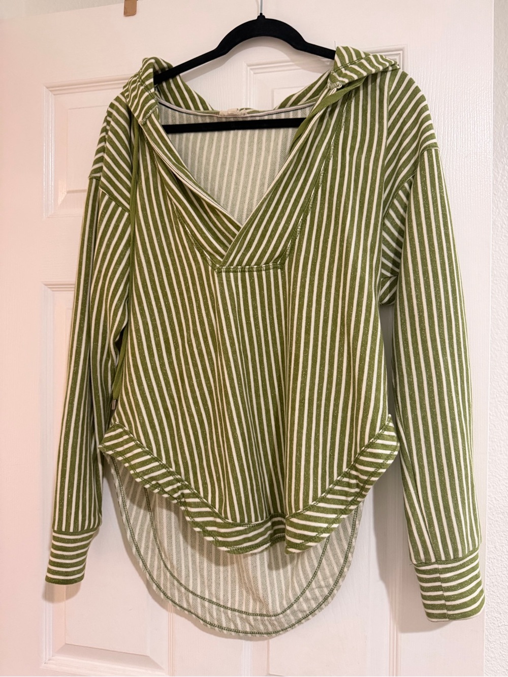 Pilcro Anthropologie Wharfside Sweatshirt Medium Green Striped Relaxed Hooded